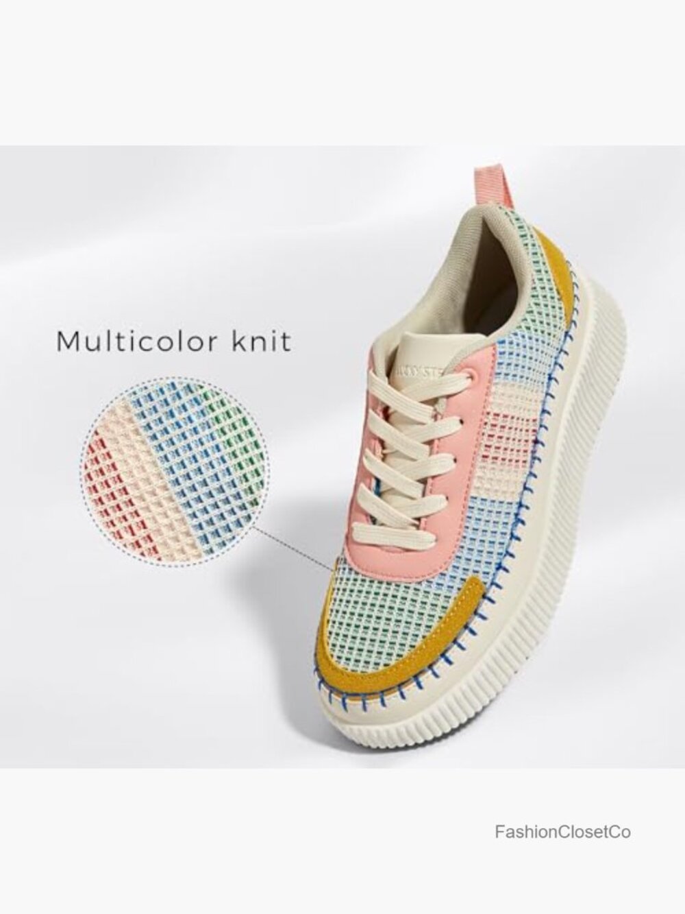 Chunky Platform Sneakers Rhinestone Fashion Casual Walking Shoes - Picture 3 of 7